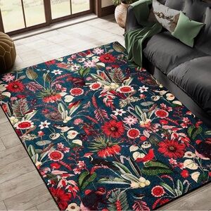 Bohemian Washable Floral Rug 4x6 NWT
